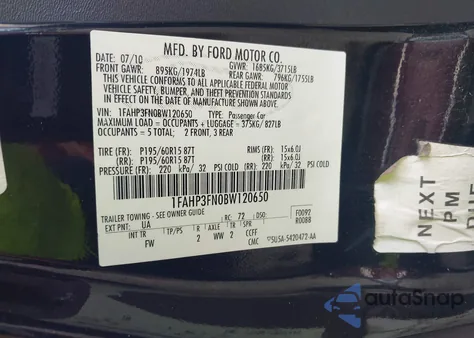 2011 Ford Focus Se z USA, uszkodzony, nr VIN 1FAHP3FN0BW120650